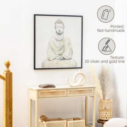 Canvas Wall Art Gold Textured Buddha Sit in Meditation