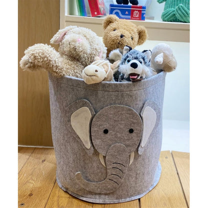 Elephant Fabric Laundry Bin 34 Litres - Grey