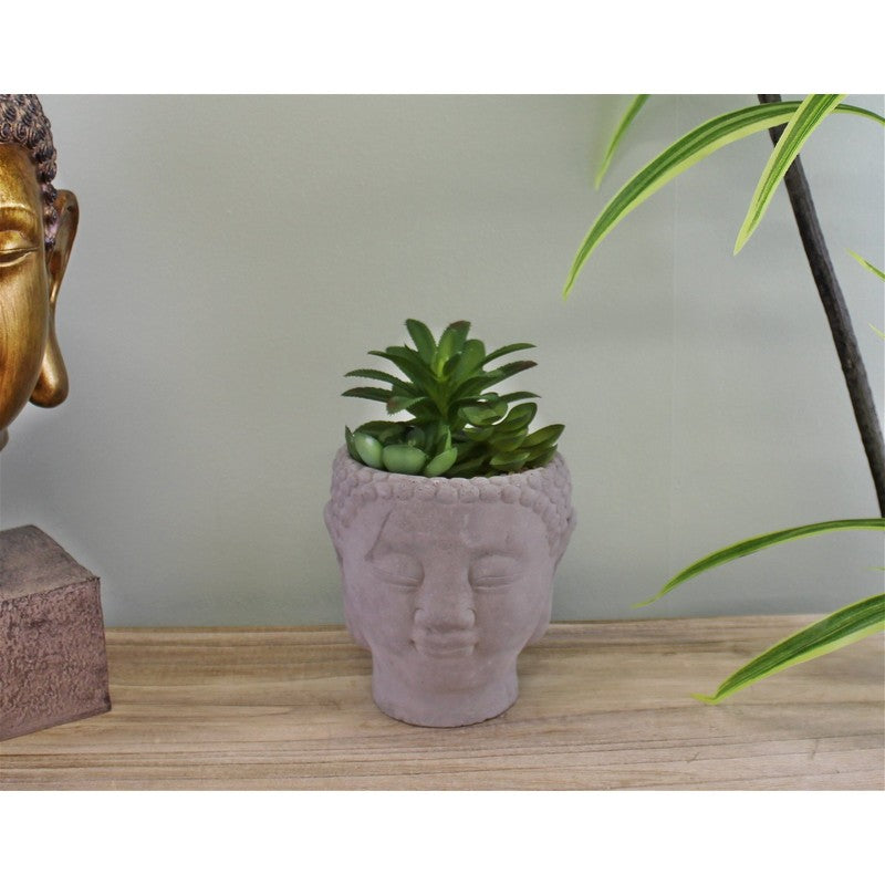 Buddha Faux Succulent Cement Grey - 17cm