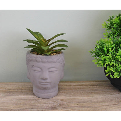 Buddha Faux Succulent Cement Grey - 13cm