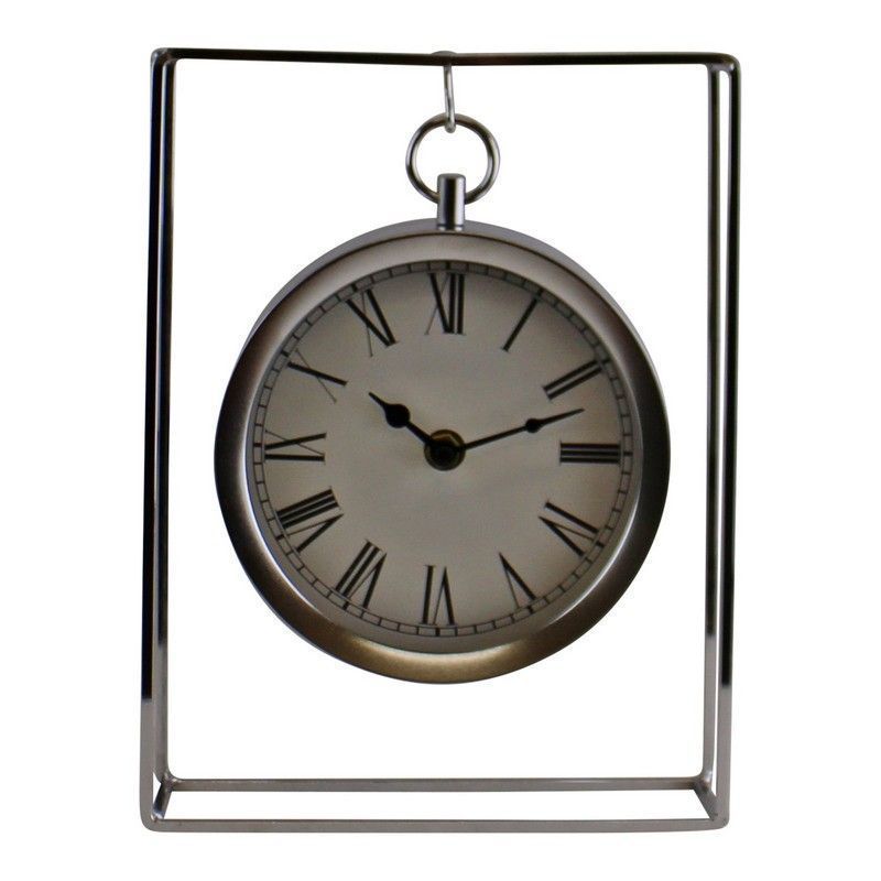 Clock Metal Silver Battery Powered - 25cm