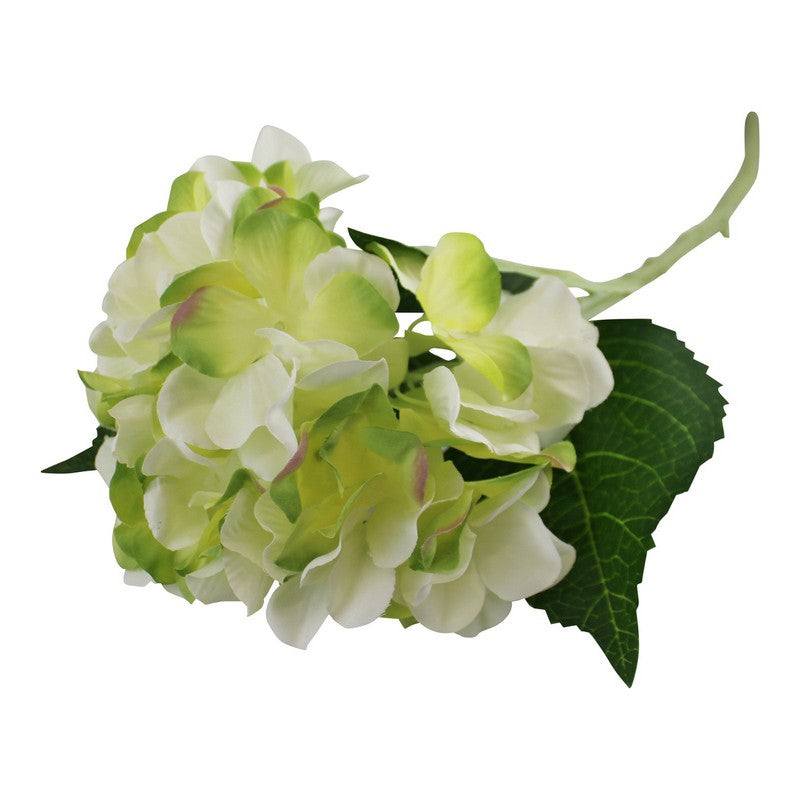 Hydrangea Artificial Flower Green & White - 49cm