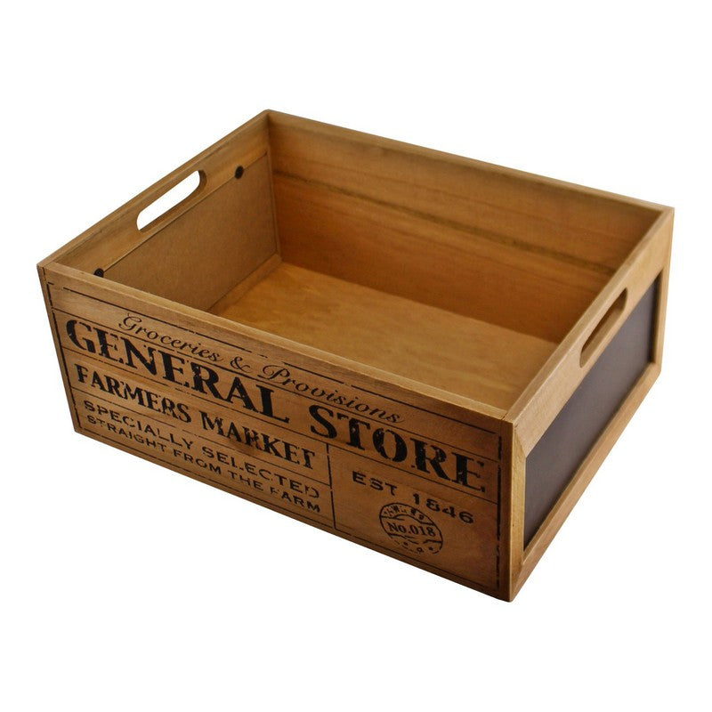 3 x Wood Chalkboard Crates - Natural