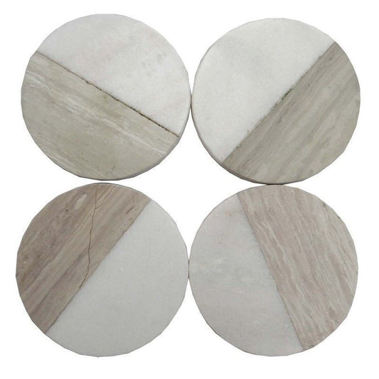 4x Circle Coaster Marble Grey - 10cm