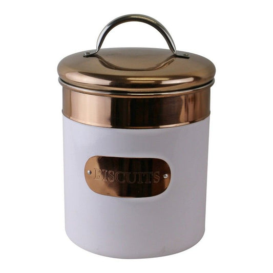 Metal Tin Twist Lid 3.3 Litres - White & Copper