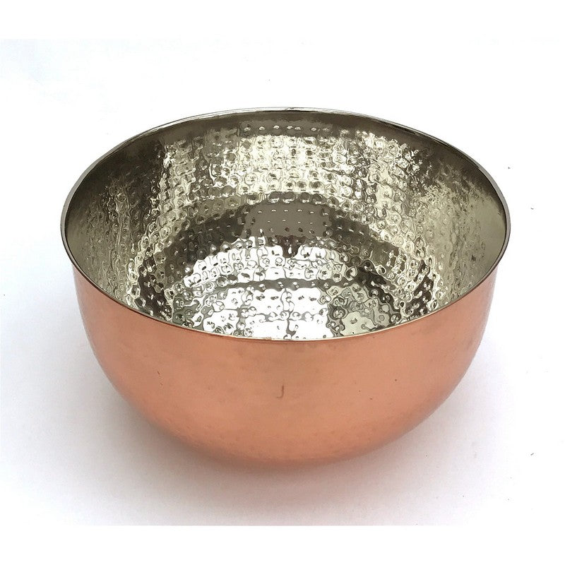 Bowl Metal Copper with Hammered Pattern - 24cm