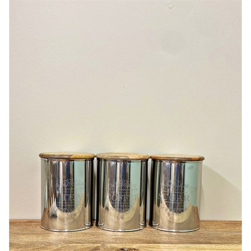 3 x Metal Tins 17cm - Silver