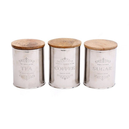 3 x Metal Tins 17cm - Silver