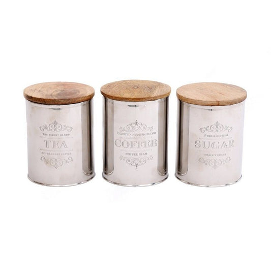 3 x Metal Tins 17cm - Silver