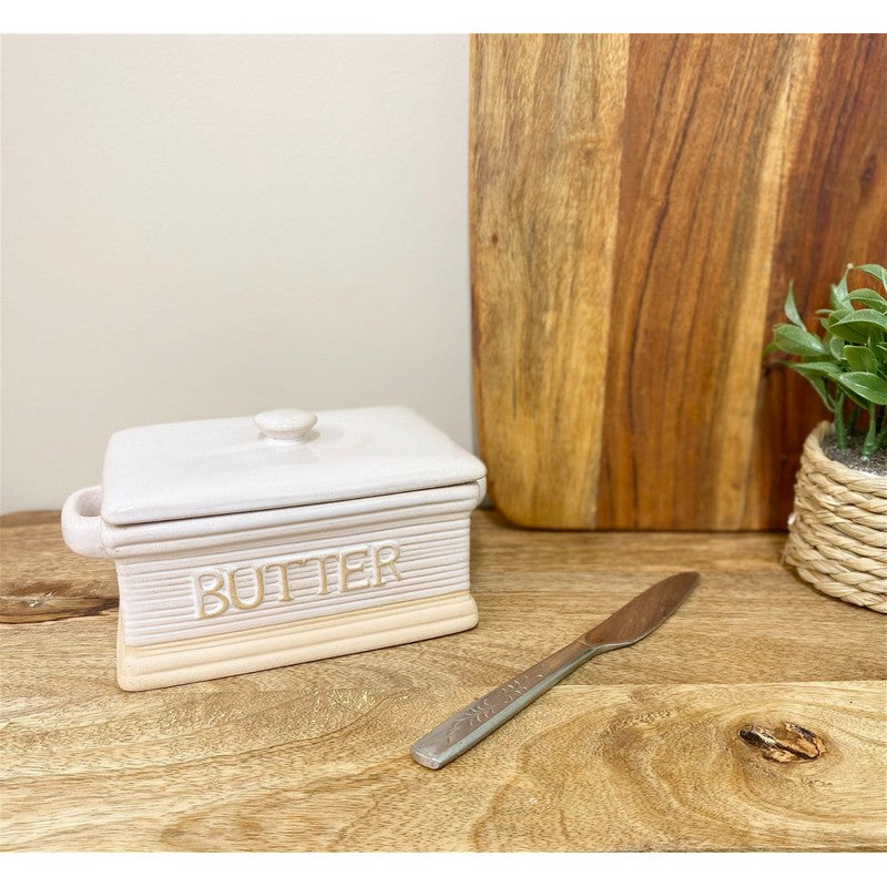 Butter Dish Ceramic White - 19cm