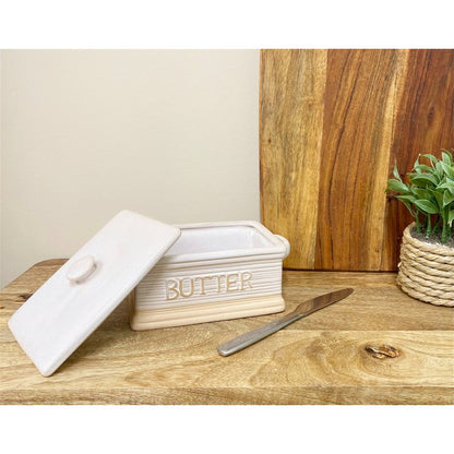 Butter Dish Ceramic White - 19cm