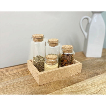 4 x Glass Jars Cork Lid - Clear