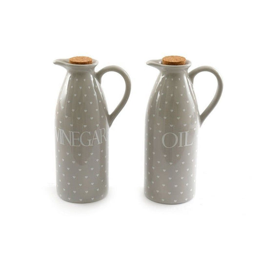 2x Jug Ceramic Grey with Heart Pattern - 20.5cm