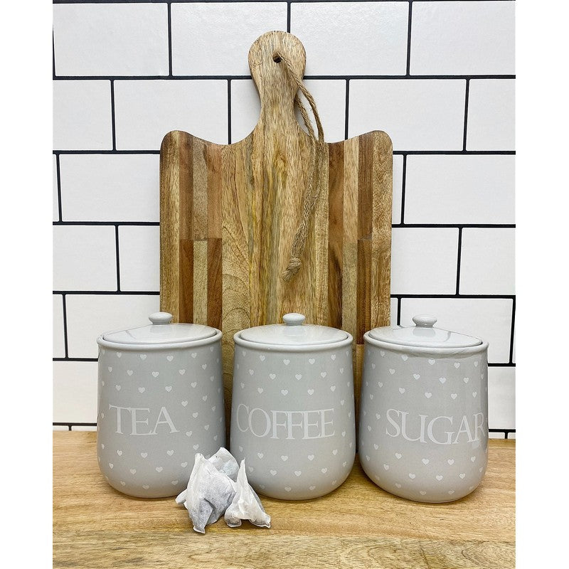 3 x Ceramic Jars 12.5cm - Grey