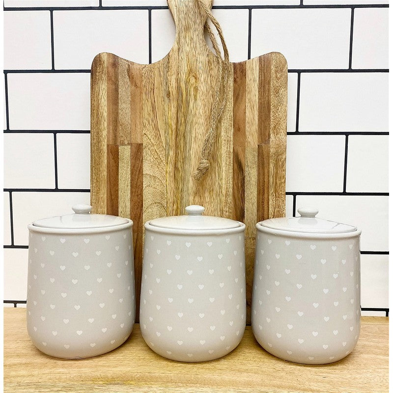 3 x Ceramic Jars 12.5cm - Grey