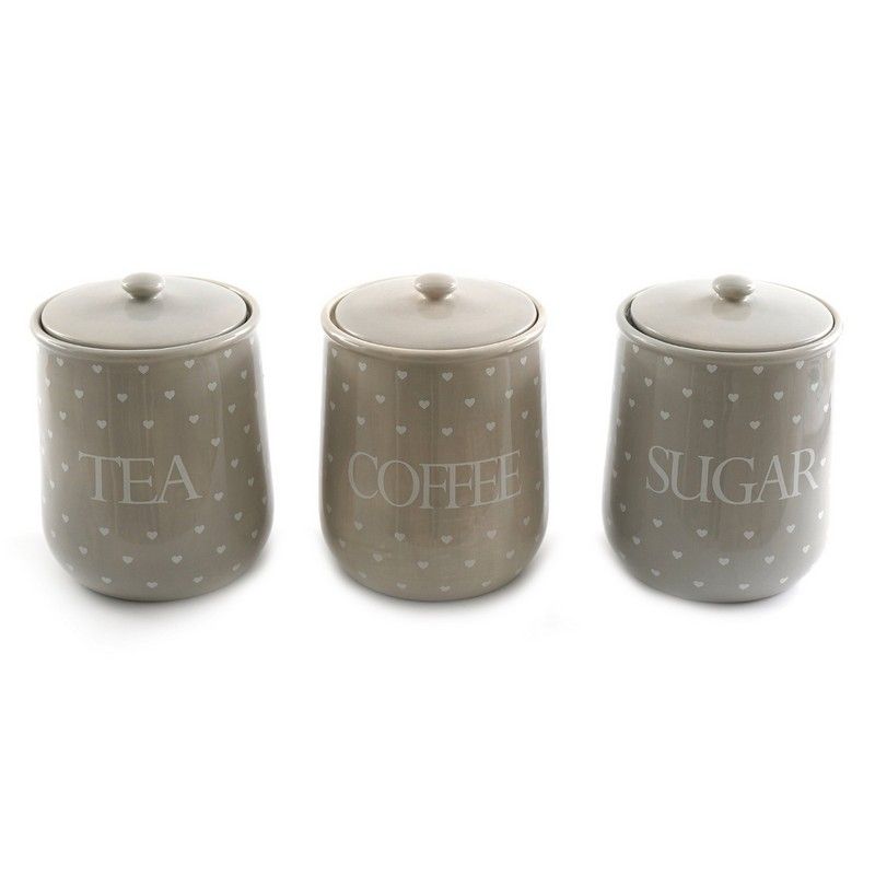 3 x Ceramic Jars 12.5cm - Grey