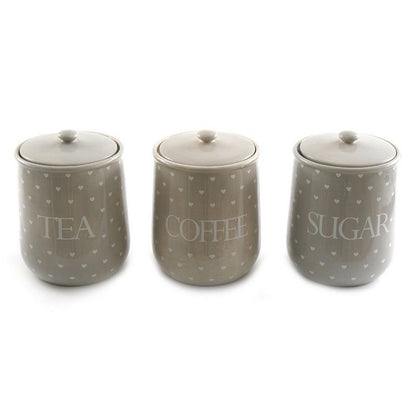 3 x Ceramic Jars 12.5cm - Grey