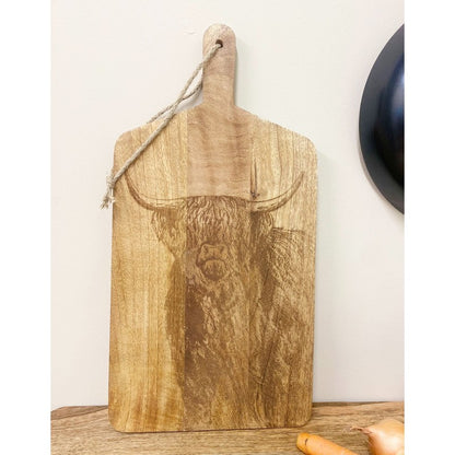 Chopping Board Wood with Cow Pattern - 50cm