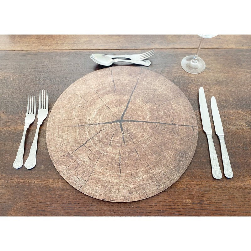 4x Placemat Wood with Bark Pattern - 38cm