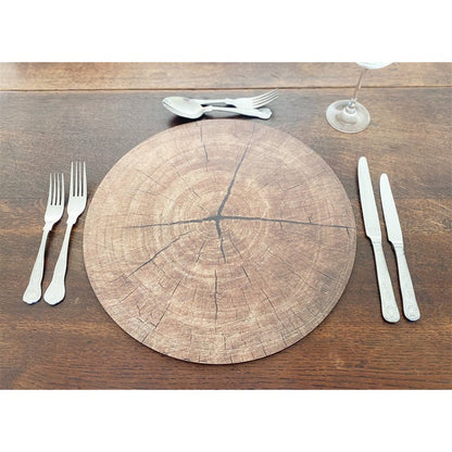 4x Placemat Wood with Bark Pattern - 38cm