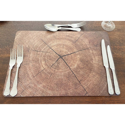 4x Placemat Wood with Bark Pattern - 45cm