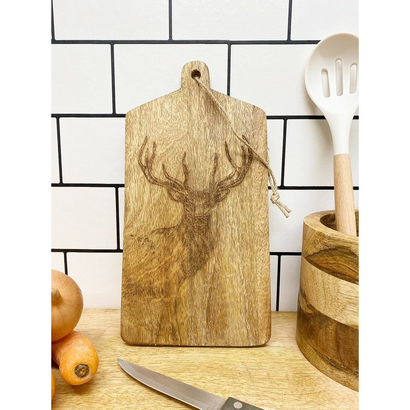 Chopping Board Wood with Stag Pattern - 30cm