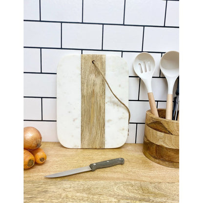 Chopping Board Marble & Wood White - 30cm