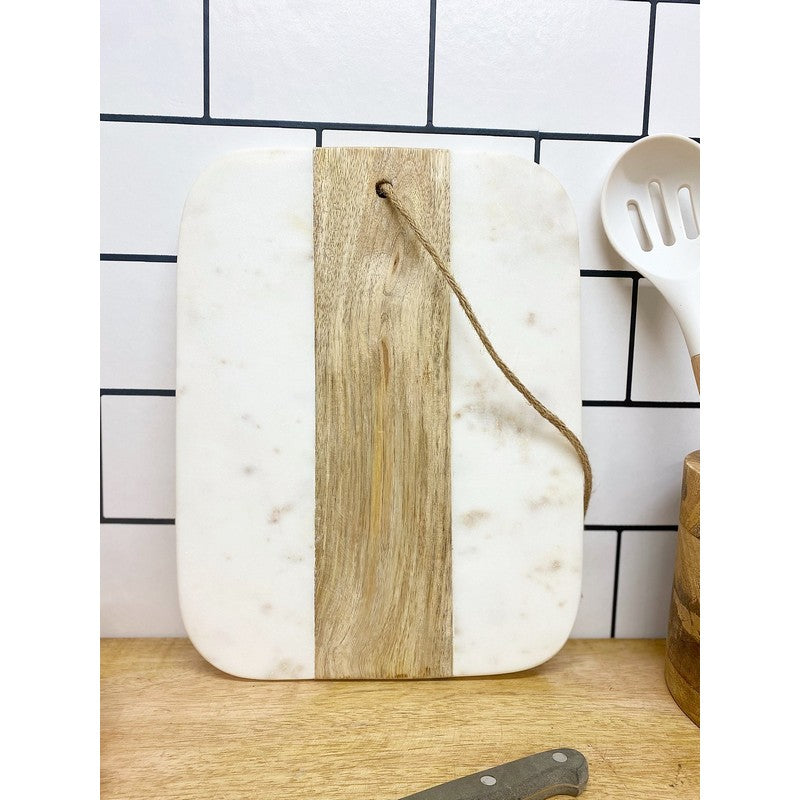 Chopping Board Marble & Wood White - 30cm