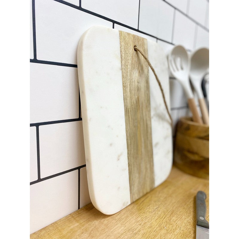 Chopping Board Marble & Wood White - 30cm