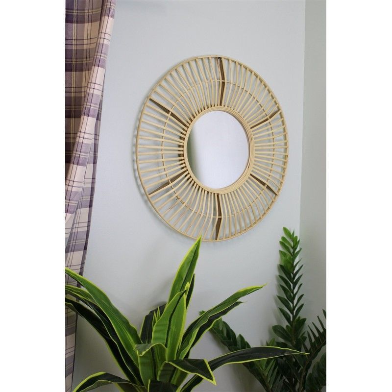 Bamboo Wall Mirror  Natural 70cm