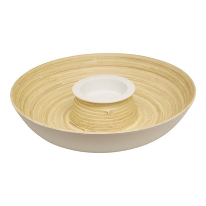 Dip Dish Bamboo & Ceramic White - 32cm