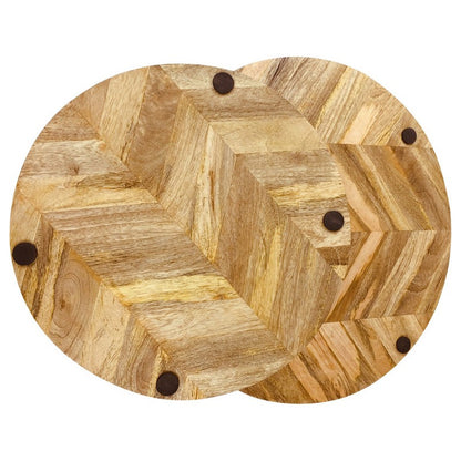 2x Tray Wood with Herringbone Pattern