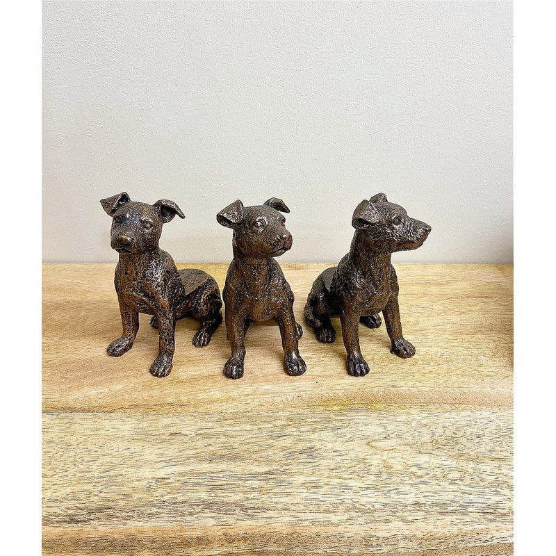 3x Dog Pot Riser Polyresin Bronze - 13cm