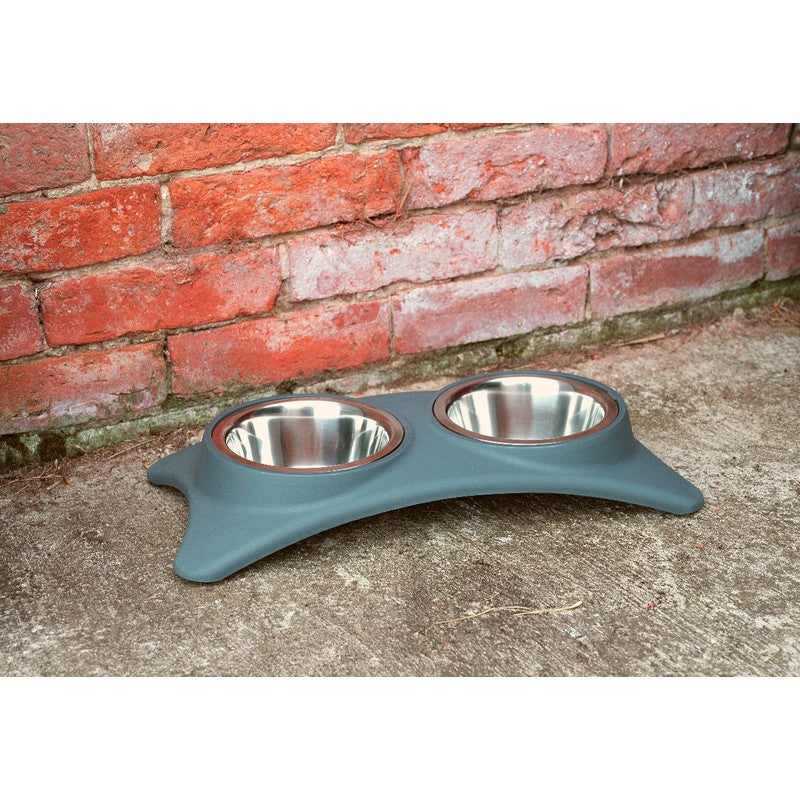 2 Pack Cat and Dog Bowl Grey Stainless Steel 1.8 Litres by Geko