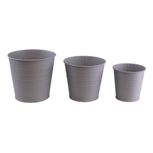 3x Planter Metal Grey