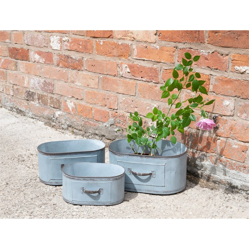 3x Planter Metal Grey