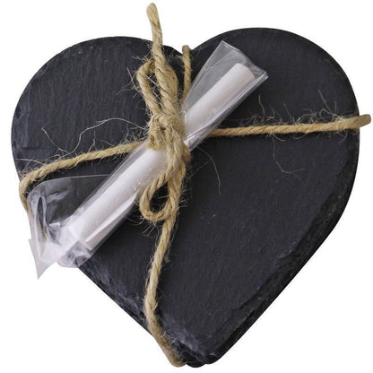 4x Heart Coaster Chalkboard Black - 12cm