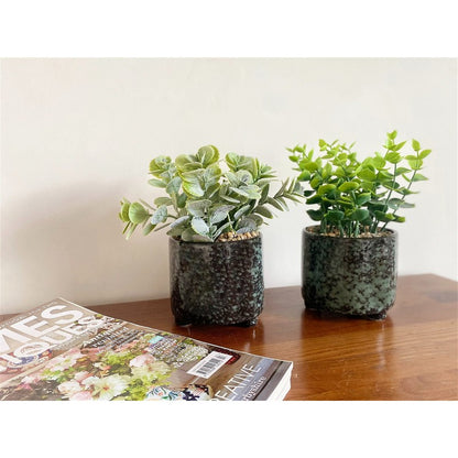 2x Faux Succulent Ceramic Dark Grey - 20cm