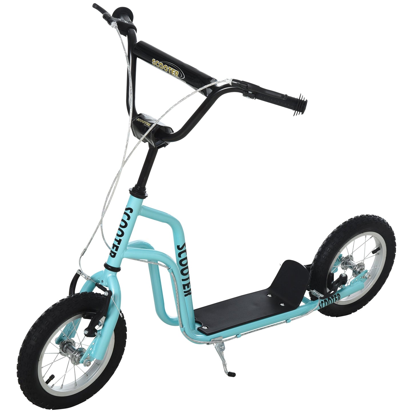 Teen Kids Stunt Scooter Children Kick Scooter Adjustable Handlebar 2 Brakes Ride On 12 Inch Rubber Tyres Blue