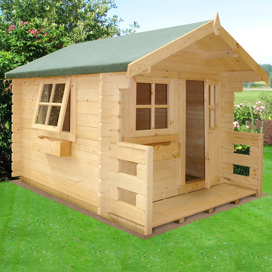 Shire Salcey 5' 10" x 6' 11" Apex Children's Playhouse - Premium 28mm Cladding Log Clad