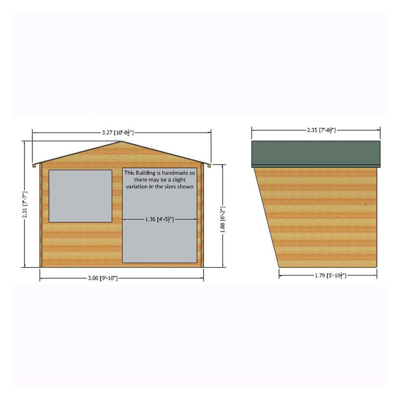 Shire Sandringham 10' 8" x 7' 8" Apex Summerhouse - Premium 12mm Cladding Shiplap