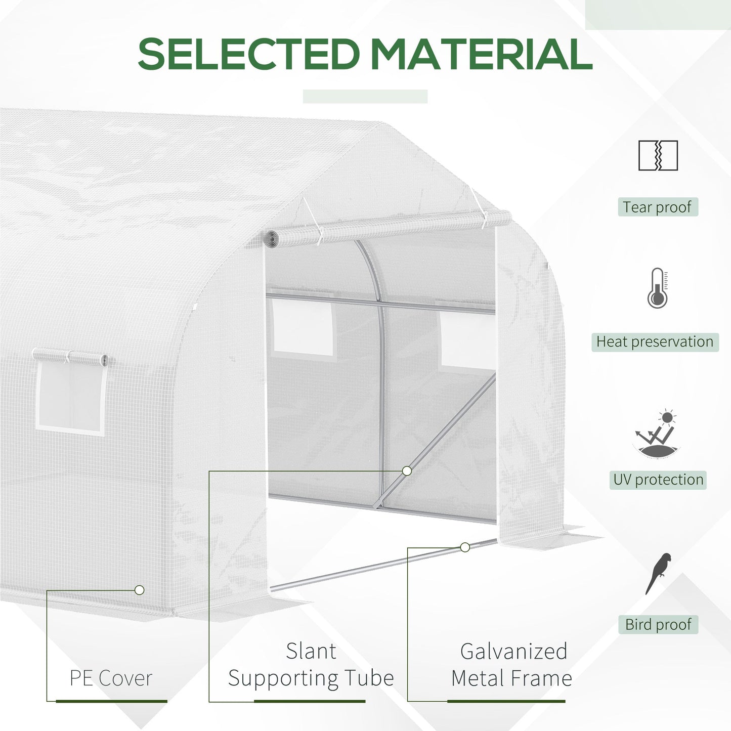 Walk-In Polytunnel Greenhouse Warm House Garden Tunnel Shelter Plant Shed with Door and Windows