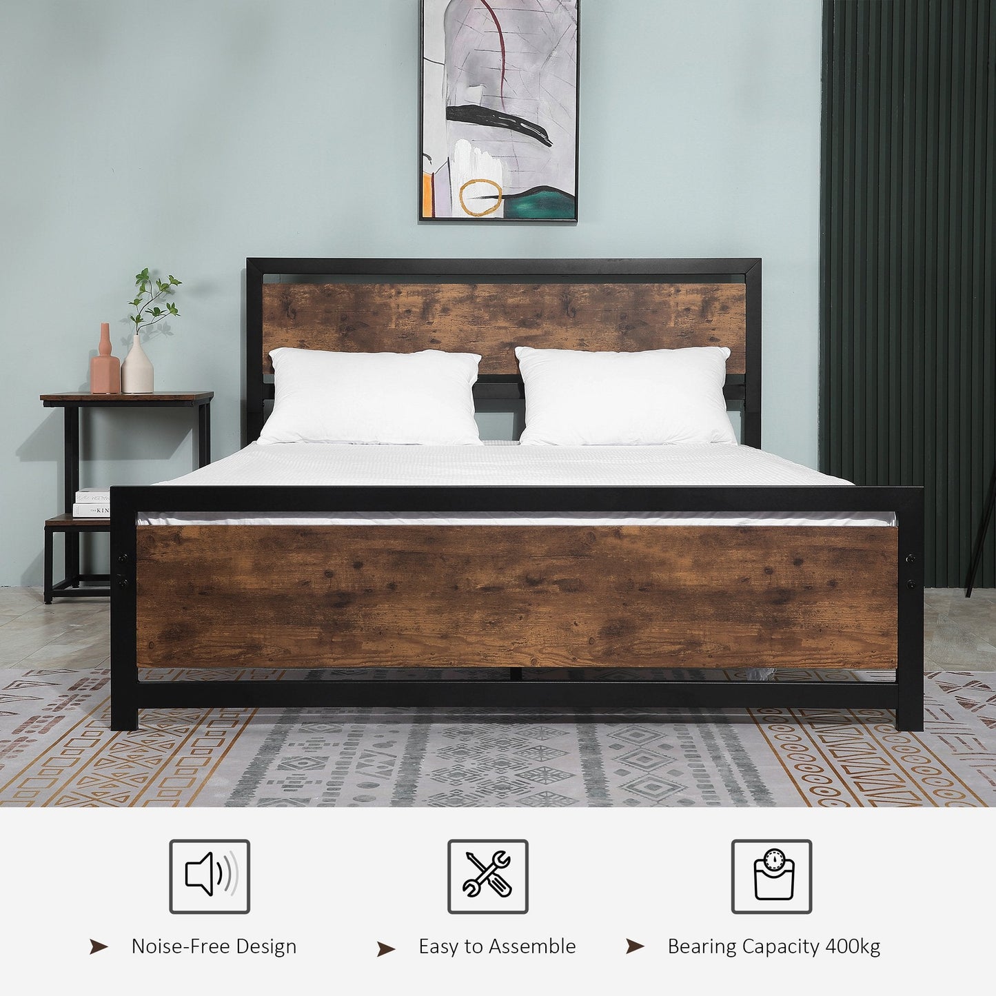 King Size Industrial-Style Metal Bed Frame