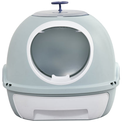 PawHut Cats Rooftop Plastic Easy Clean Litter Box Blue