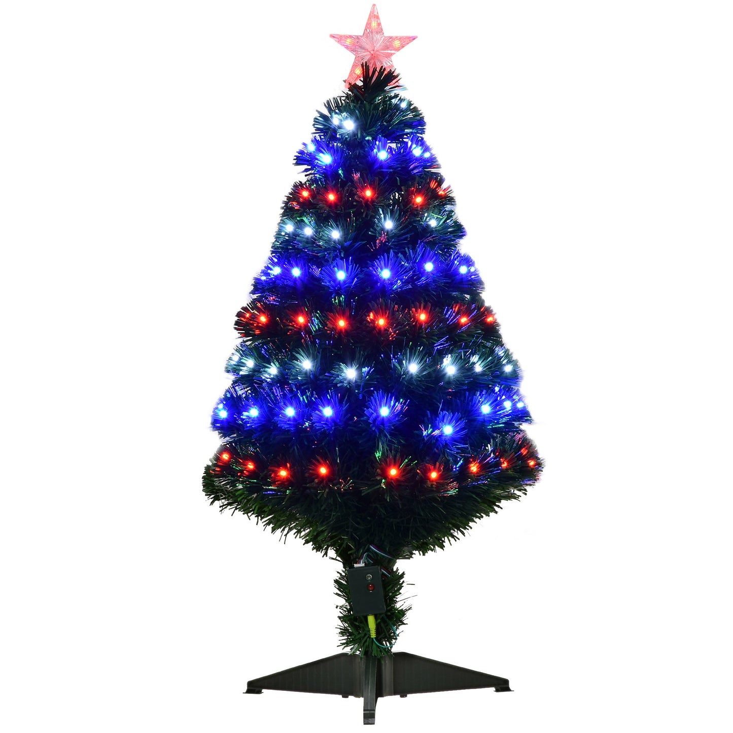 3FT Prelit Artificial Christmas Tree with Multi-Coloured Fiber Optic LED Light