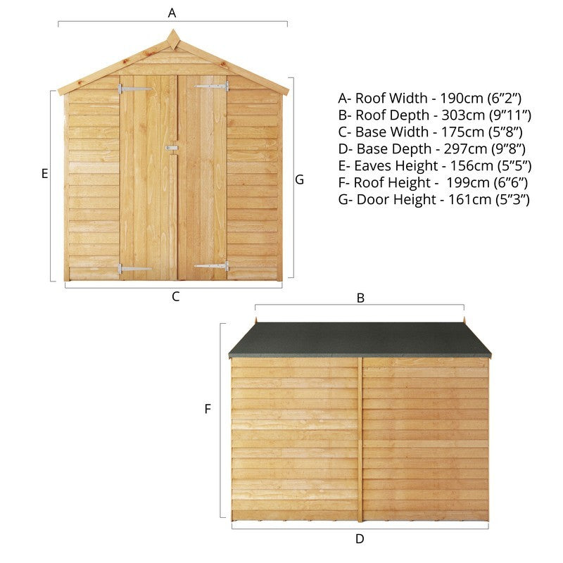 Mercia 9' 11" x 6' 2" Apex Shed - Budget 8mm Cladding Overlap