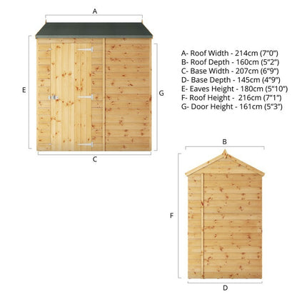 Mercia 4' 9" x 6' 9" Apex Shed - Premium Dip Treated Shiplap