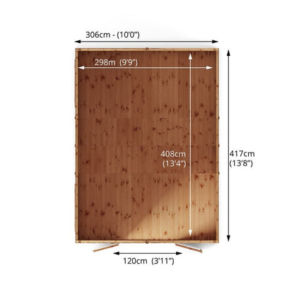 Mercia Premier 13' 8" x 10' Apex Workshop - Premium Dip Treated Shiplap