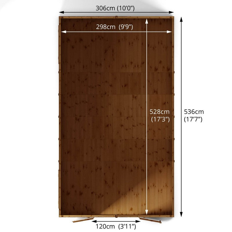 Mercia Premier 10' x 17' 7" Apex Workshop - Premium Dip Treated Shiplap