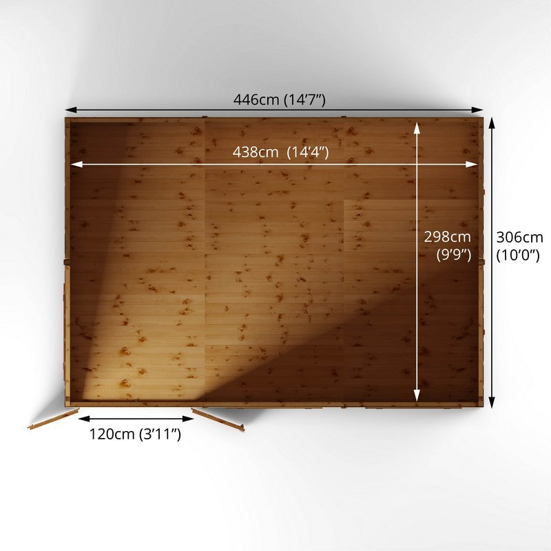 Mercia Premier 14' 7" x 10' Reverse Apex Workshop - Premium Dip Treated Shiplap